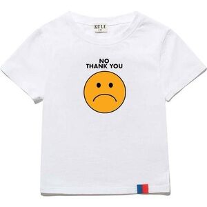 Kule No Thank You White T-Shirt Yellow Smiley Graphic